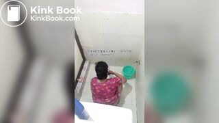 The girl excreted profusely in the toilet 77