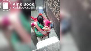 The girl excreted profusely in the toilet 80