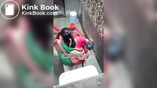 The girl excreted profusely in the toilet 80