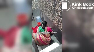 The girl excreted profusely in the toilet 80