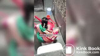 The girl excreted profusely in the toilet 80