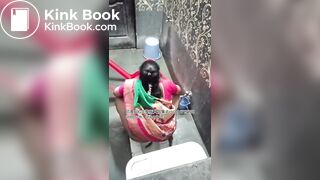 The girl excreted profusely in the toilet 80