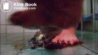 Girl shit on sandal then wear it