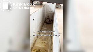 The girl excreted profusely in the toilet 82