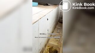 The girl excreted profusely in the toilet 82