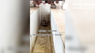 The girl excreted profusely in the toilet 82