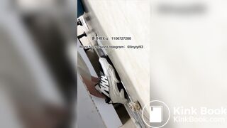 The girl excreted profusely in the toilet 84