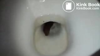 girl has shit in the toilet