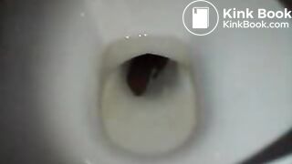 girl has shit in the toilet