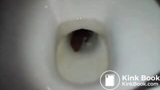 girl has shit in the toilet