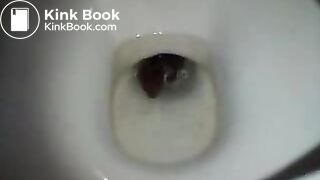girl has shit in the toilet