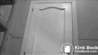 black and white pooping