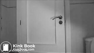 black and white pooping