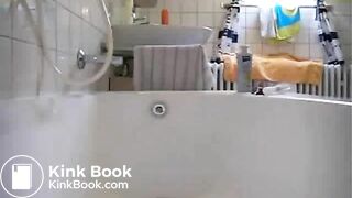 cute blonde shit in tub