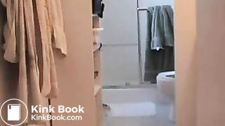 woman with tattoo pooping