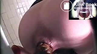 Hard shit in public toilet