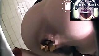 Hard shit in public toilet