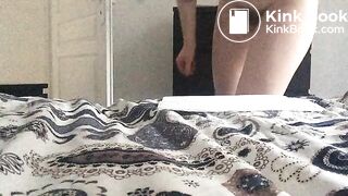 beautiful french girl poops on bed spread