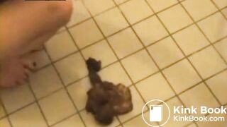 Hot blonde pooping on floor
