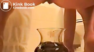 shitting into water bowl