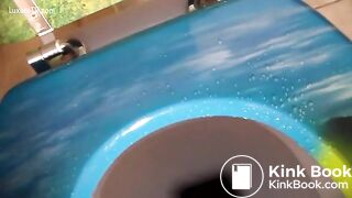 skinny girl toilet poop