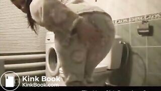 pooping on the toilet