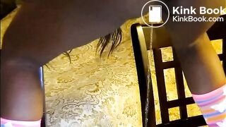 Black Gal shits on two chairs