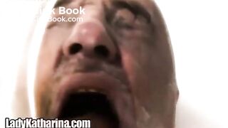 Old man catches mistress lady Katharina urine and spit with his mouth