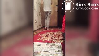 Slim Russian blonde's fat turds