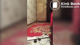 Slim Russian blonde's fat turds