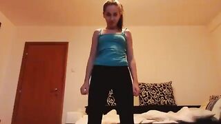 Girl pooping and Exercising