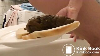 Thick poop on white bread for a sandwich