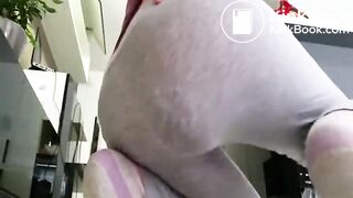 huge poop in grey tights