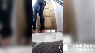 Brunette teen shitting in public bathroom On shittytube