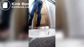 Brunette teen shitting in public bathroom On shittytube
