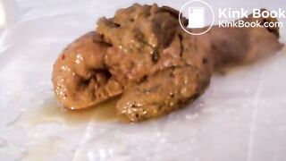 Amateur teen unloads thick long turd _ farts -