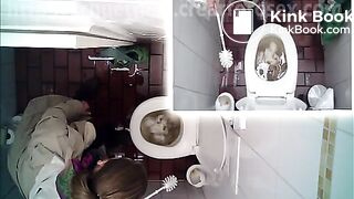 Webcam in the toilet and pooping woman