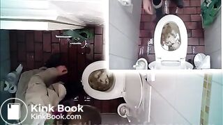 Webcam in the toilet and pooping woman