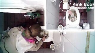 Webcam in the toilet and pooping woman
