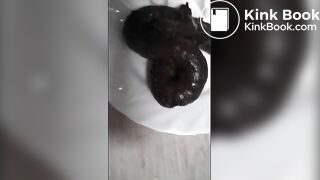 Very hot girl shits on a plate