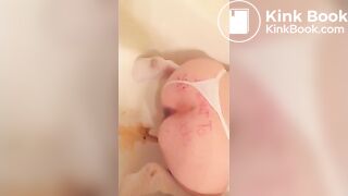 Tasia takes an enema shit in the tub