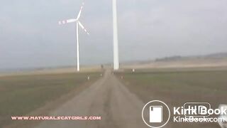 Pooping by a wind turbine