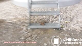 Pooping by a wind turbine