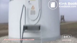 Pooping by a wind turbine