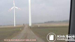 Pooping by a wind turbine