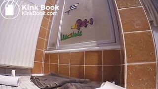 Squatting shit on bathroom floor