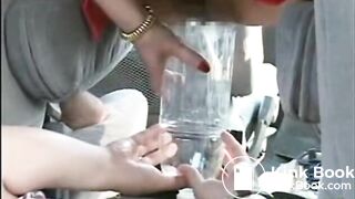 Taking her toilet slave for a Ride