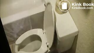 woman poops in toilet