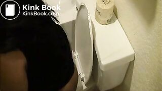 woman poops in toilet