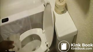 woman poops in toilet